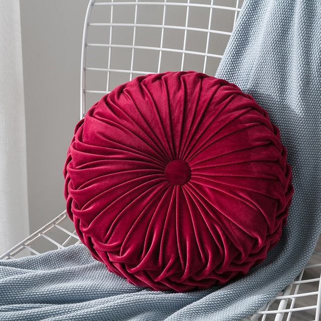 Round Velvet Cushion for Living Room